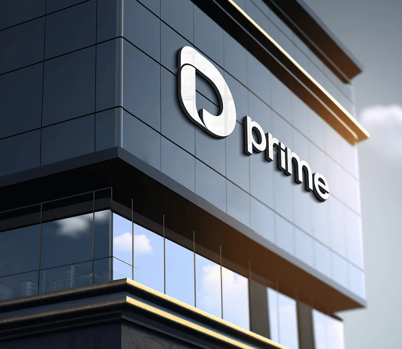 Fachada de prédio com o logo da D Prime